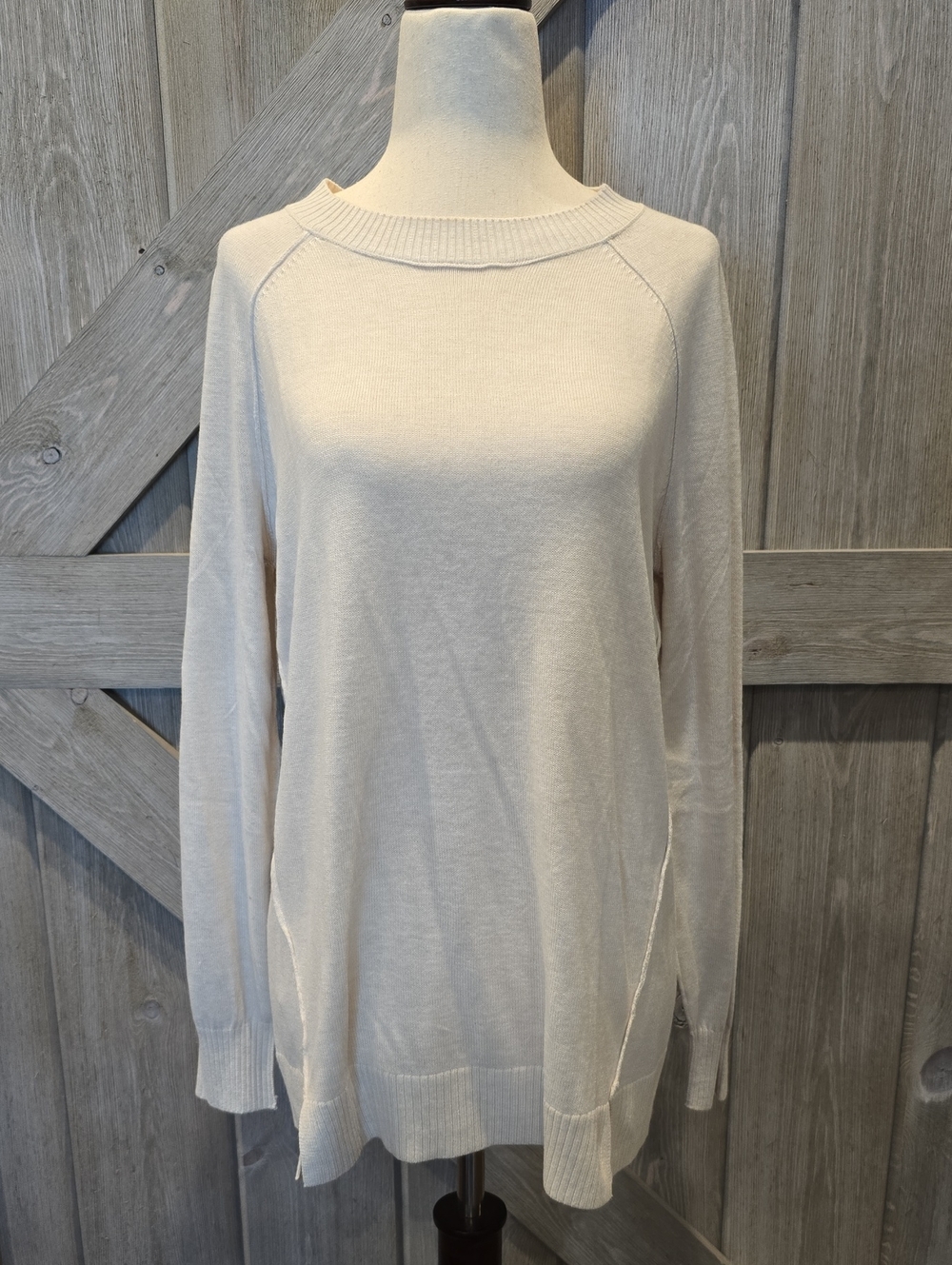 LOFT Cream Scoopneck Lightweight Sweater